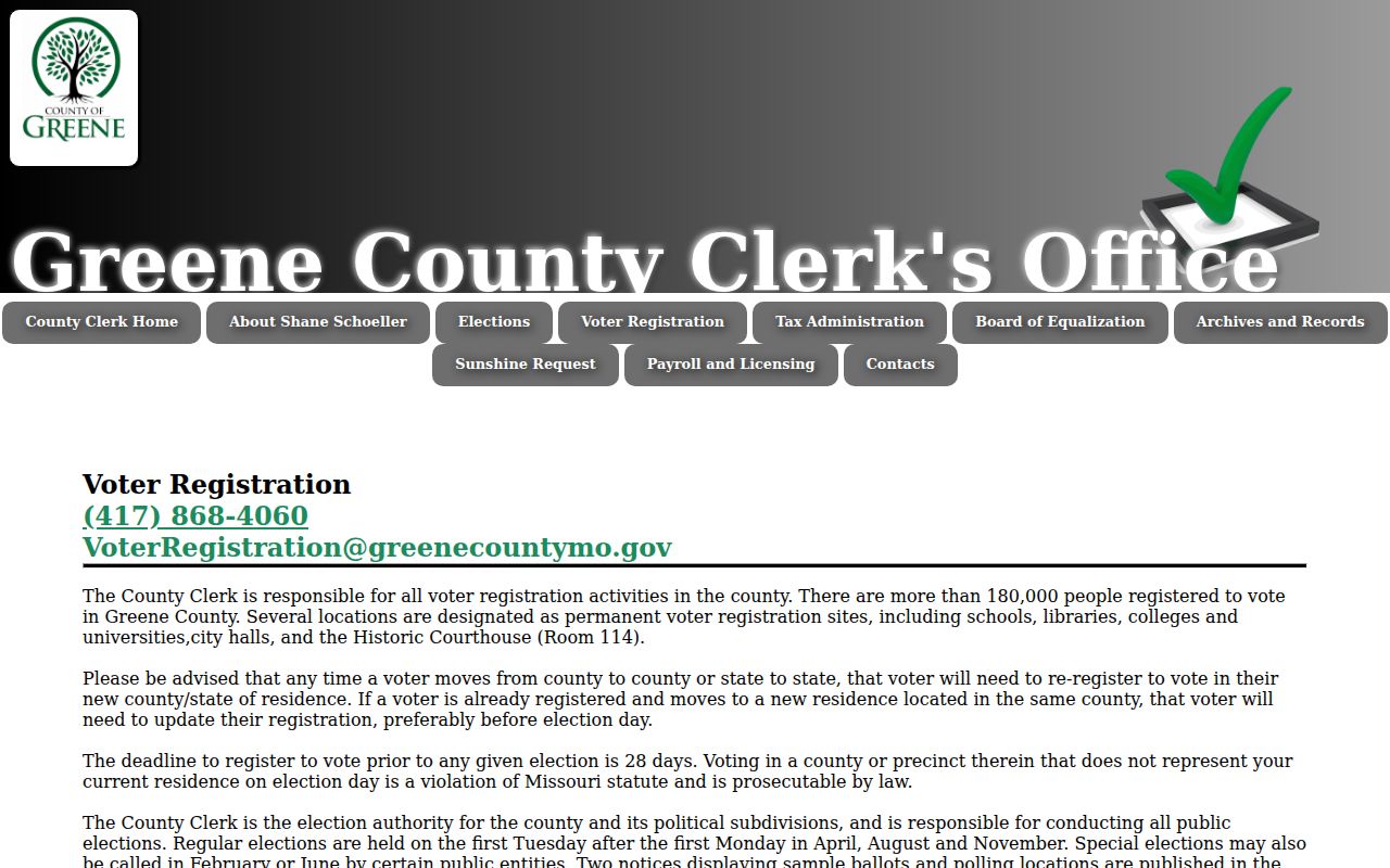 Greene County residents directory voter registration routes