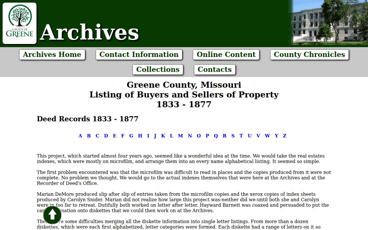 Greene County previous residents historic deed index with buyer and seller search guidance